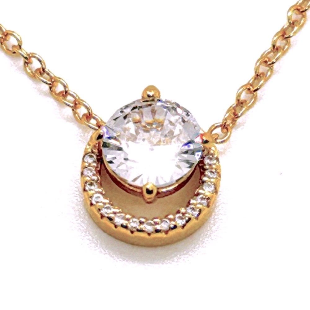 NWOT Sterling silver halo pendant necklace 18k gold plated